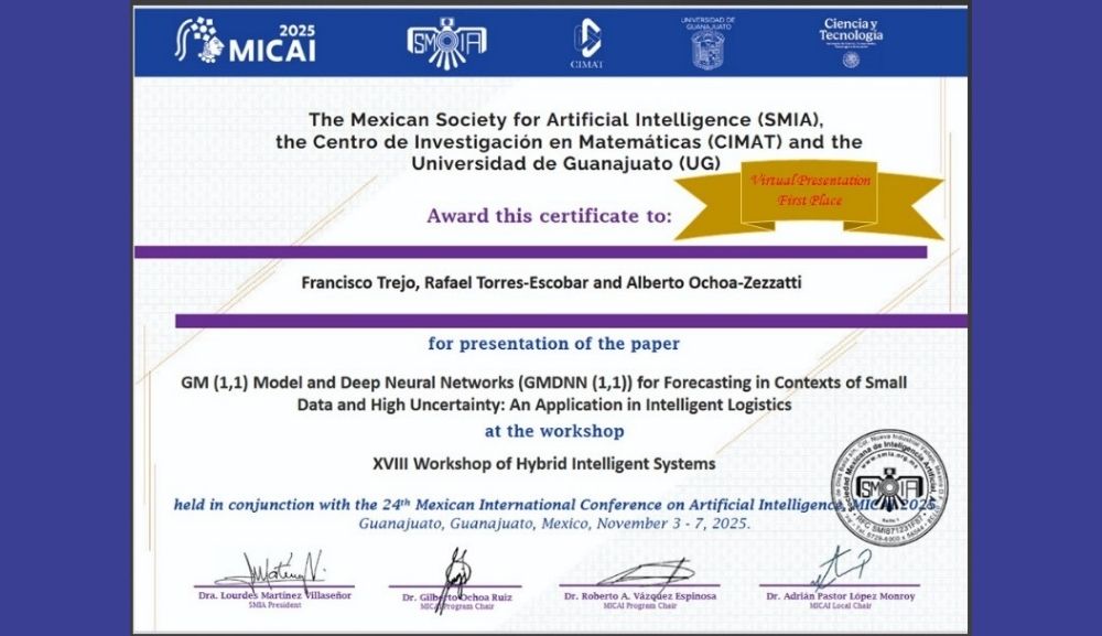 Egresado del Doctorado en Ingeniería Industrial, primer lugar en el MICAI 